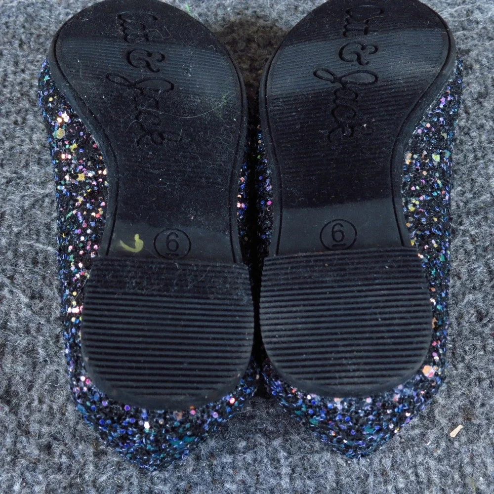Cat & Jack Toddler Girls Mary Jane Ballet‎ Flat Size 6 Dress Shoe Black Glitter